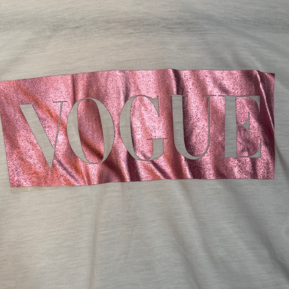 Vogue Metallic Pink Logo Women’s Tee